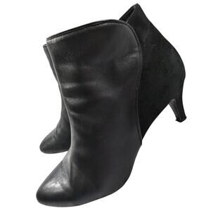 ALFANI! HARPPER BLACK GENUINE LEATHER & SUEDE HEEL/BACK ZIP ANKLE BOOTS! SZ 8.5W